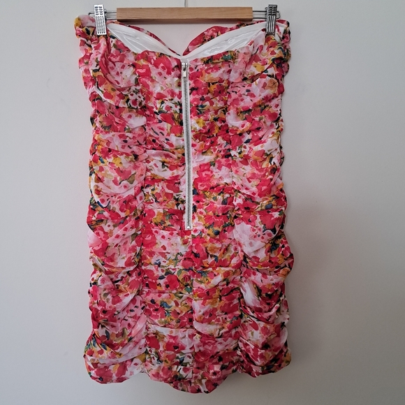 Forever 21 Floral Ruched Chiffon Mini Dress - Picture 4 of 8